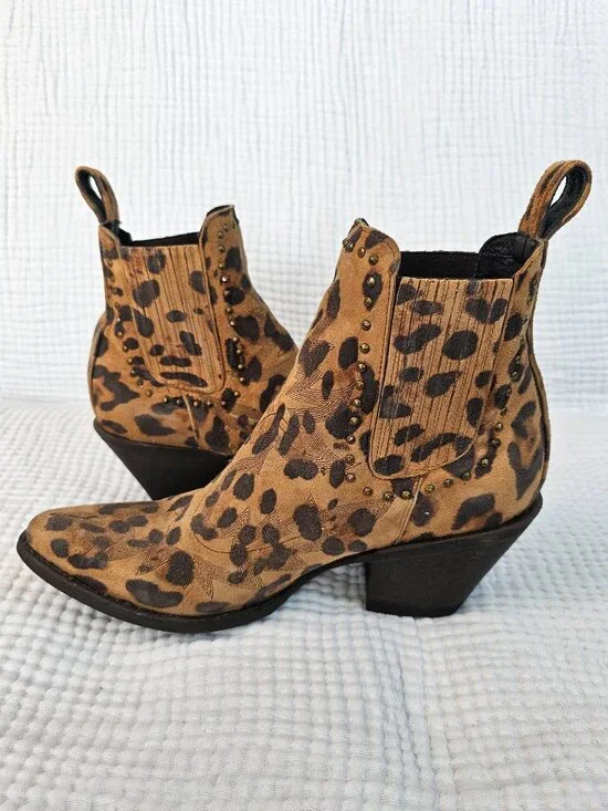 😍NWOT😍 Old Gringo for Cavender's | Leopard Print Western Booties | Women's 8 - Picture 6 of 8